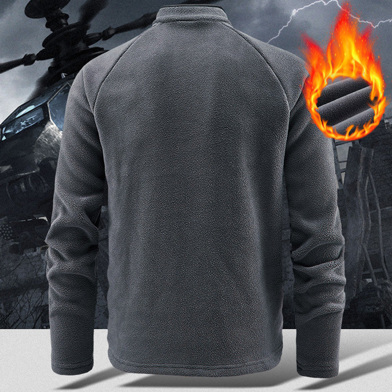 Warmes einfarbiges Langarm-Sweatshirt für Herren mit Troyerkragen