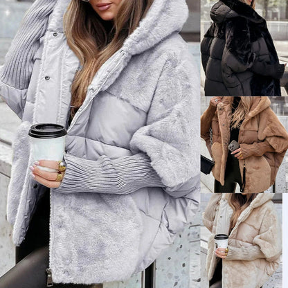 🔥Vorwärmung für den Winter – Riesige Rabatte🔥Damen Oversized Pufferjacke mit Kapuze im Patchwork-Design