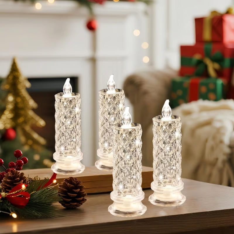 🔥Letzter Tag 50% Rabatt🎁Set mit 4 LED-Kristallkerzenleuchtern