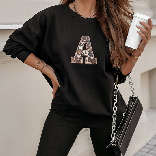 🔥Solange der Vorrat reicht 50% Rabatt!🎉 Damen Freizeit-Zweiteiler: Sweatshirt mit Buchstaben-Print &amp; Hose