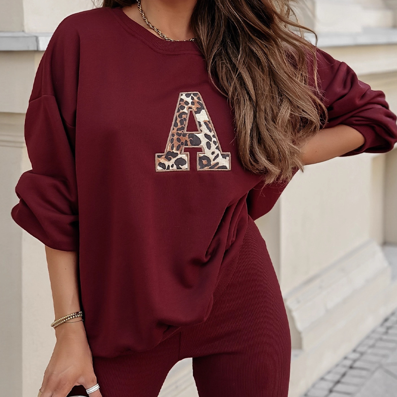 🔥Solange der Vorrat reicht 50% Rabatt!🎉 Damen Freizeit-Zweiteiler: Sweatshirt mit Buchstaben-Print &amp; Hose