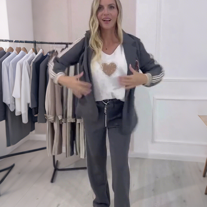 ✨Gestreiftes 2-teiliges Set (Blazer + Hose): Modisch & Praktisch für Freizeit & Beruf✈️Kostenloser Versand✈️