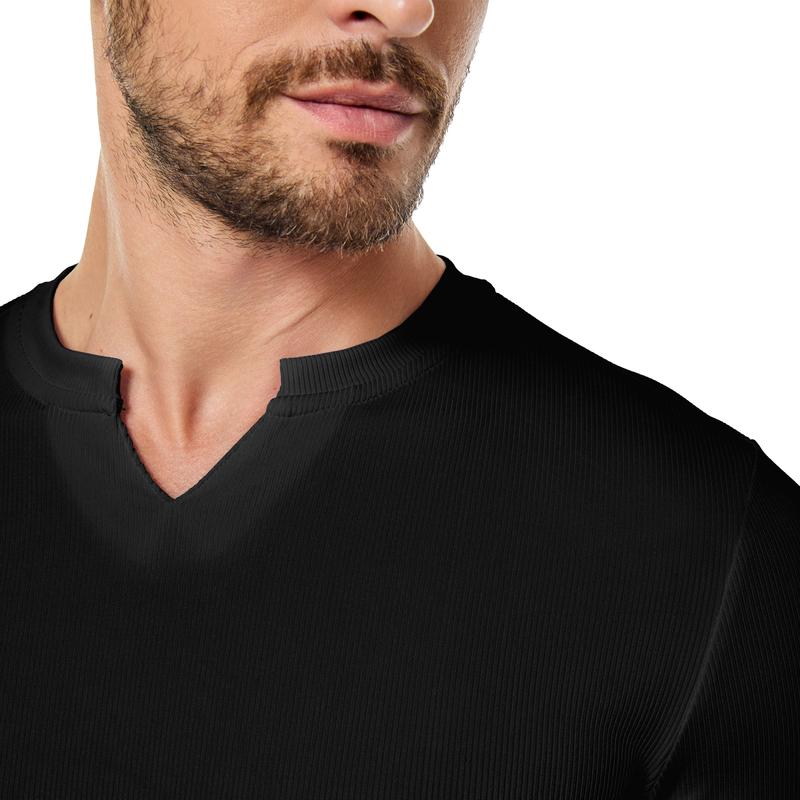 Ripp-Langarmshirt mit V-Ausschnitt für Fitness, Training &amp; Sport