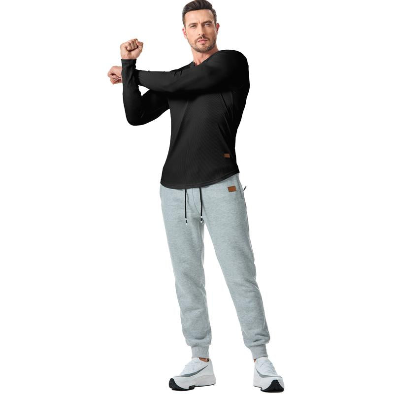 Ripp-Langarmshirt mit V-Ausschnitt für Fitness, Training &amp; Sport
