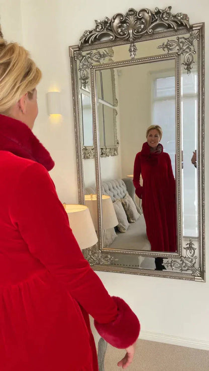 Einfarbiges, plissiertes Midi-Swing-Kleid