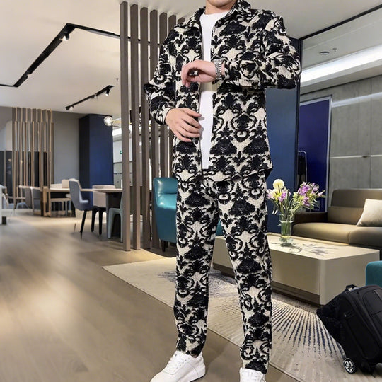 Herren-Set mit Blumenmuster: Jacke und Hose