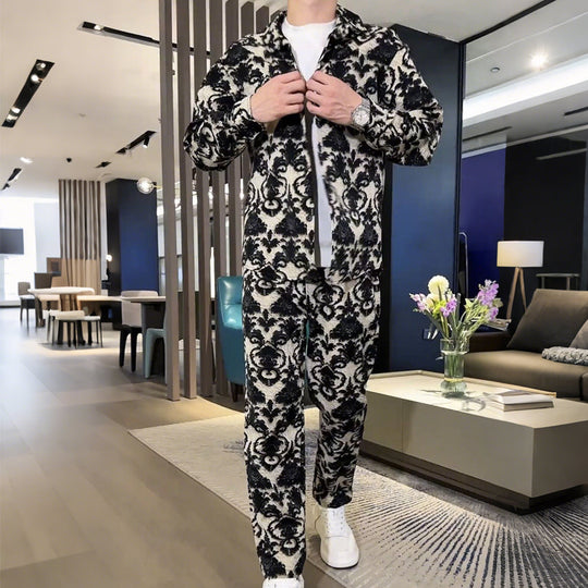 Herren-Set mit Blumenmuster: Jacke und Hose