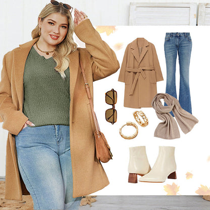 Damen-Pullover mit V-Ausschnitt und langen Ärmeln in Uni-Farbe