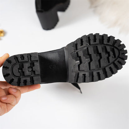 Damen-Stiefeletten mit dickem Absatz und Spitze