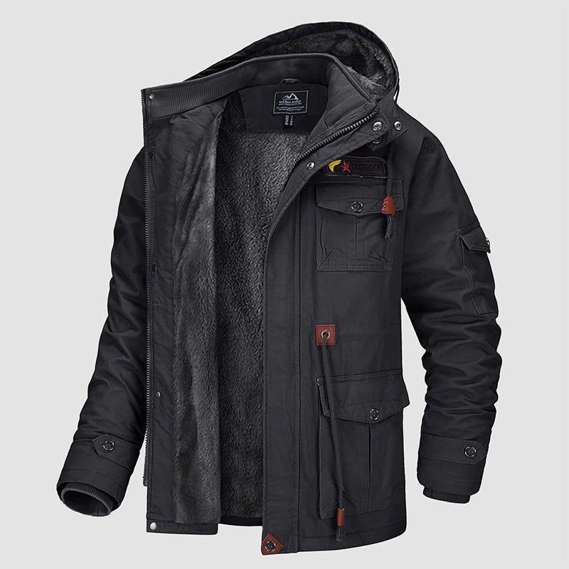 [Das perfekte Geschenk] Herren-Winterjacke aus Baumwolle mit Kordelzug im Military-Stil – Komfort und Stil vereint