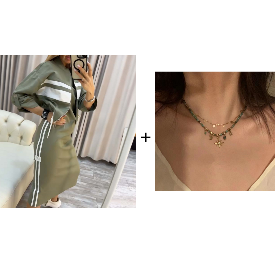 💥50% RABATT 💖 Damen-Set aus Stehkragenjacke und Kleid