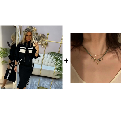 💥50% RABATT 💖 Damen-Set aus Stehkragenjacke und Kleid