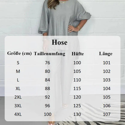 🔥Heißer Verkauf Hoher Rabatt 🌸Set aus langärmeligem Oberteil und Hose mit weitem Bein für Frauen