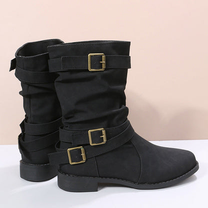 ✨Herbst-Neuheiten: Damen Stiefeletten mit niedrigem Absatz und Schnalle