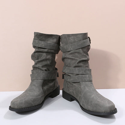 ✨Herbst-Neuheiten: Damen Stiefeletten mit niedrigem Absatz und Schnalle