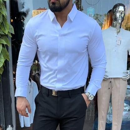 Men's Casual Slim Fit Solid Color Shirt