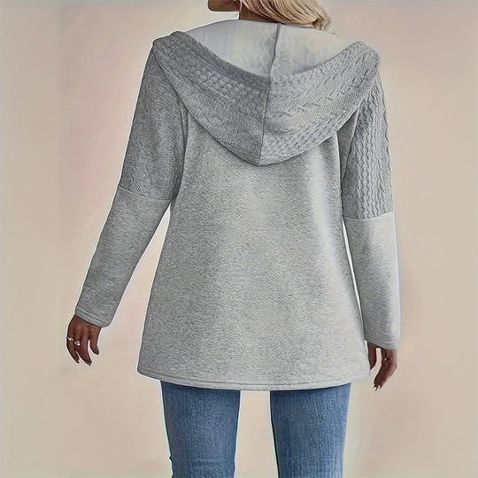 Trendy Damenjacke mit Kapuze und langen Ärmeln und Reißverschluss