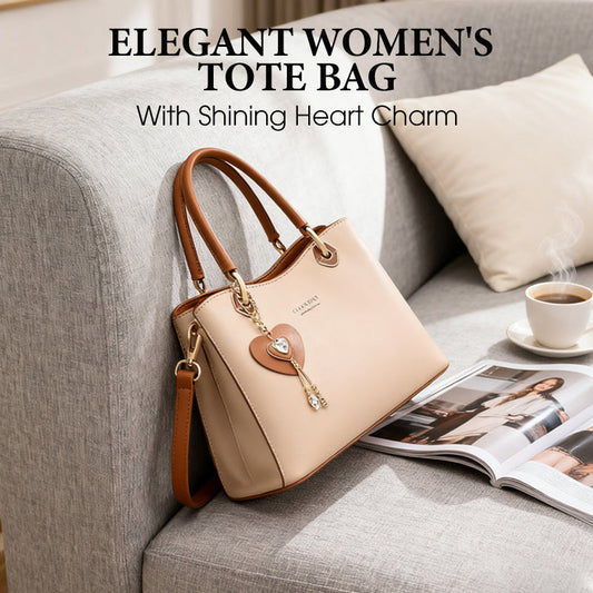 Elegante Damen-Tasche mit glänzendem Herzanhänger