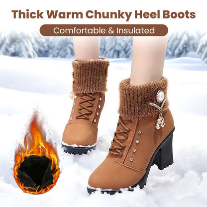 ⏳Limited-time 50% off👢Women's Thick Warm Chunky Heel Boots
