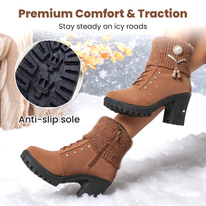 ⏳Limited-time 50% off👢Women's Thick Warm Chunky Heel Boots