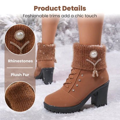 ⏳Limited-time 50% off👢Women's Thick Warm Chunky Heel Boots