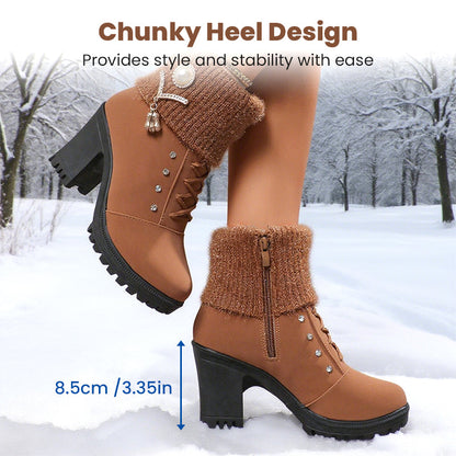 ⏳Limited-time 50% off👢Women's Thick Warm Chunky Heel Boots