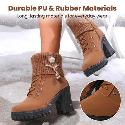 ⏳Limited-time 50% off👢Women's Thick Warm Chunky Heel Boots