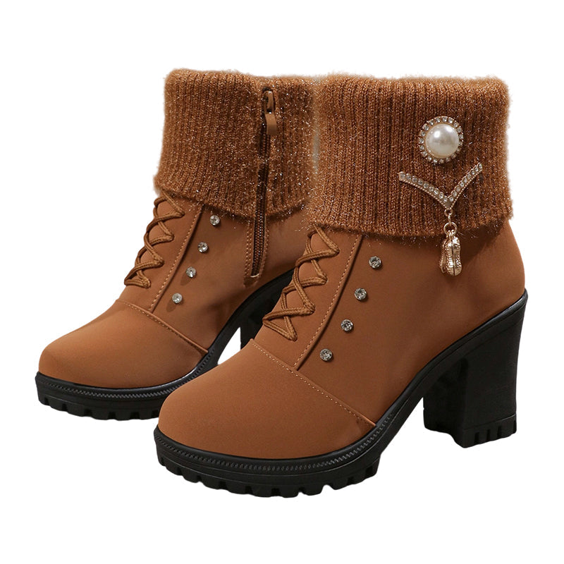 📢50% RABATT!!!⏰Warm gefütterte Damenstiefeletten mit Blockabsatz