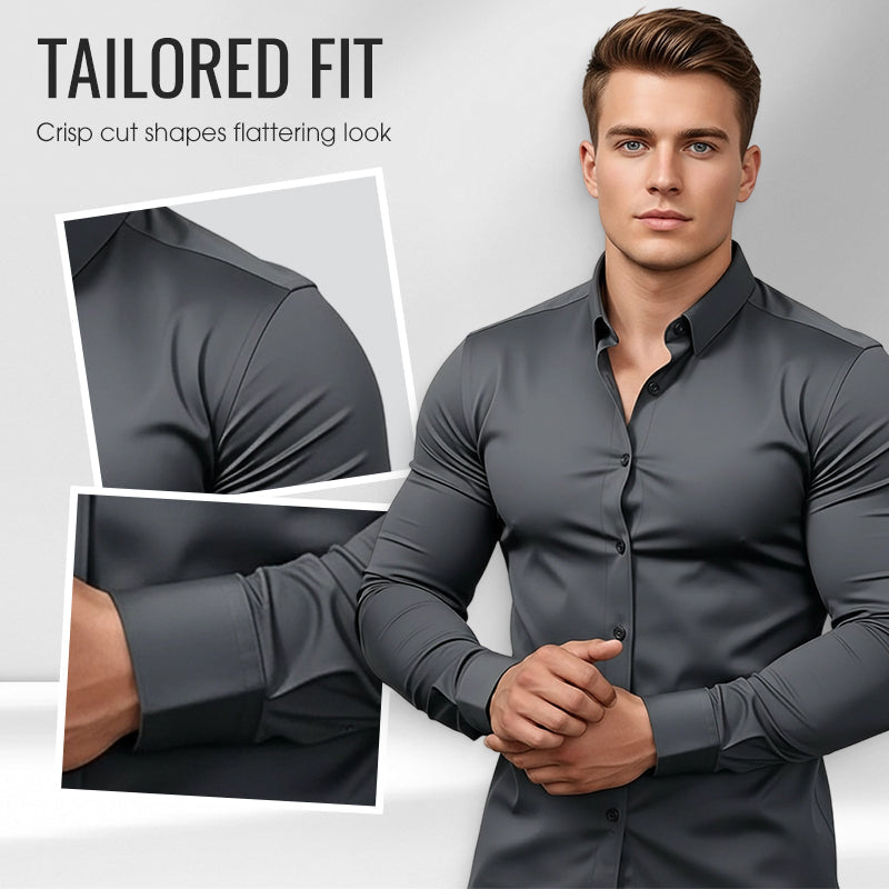 🔥Black-Friday-Mega-Angebot – 50 % Rabatt!🔥Herren Langarmhemd mit Stehkragen in Uni