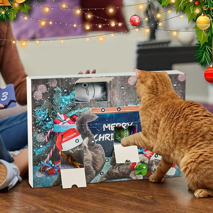 🎄🎁2025 Weihnachts-Countdown-Adventskalender mit Spielzeug für Katzen und Hunde🐾🥳