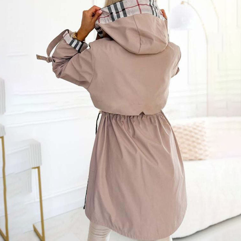 🔥Langer Hoodie mit Kordelzug in der Taille und Reißverschluss