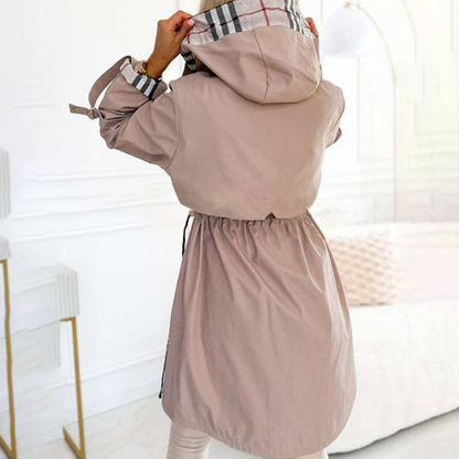 🔥Langer Hoodie mit Kordelzug in der Taille und Reißverschluss