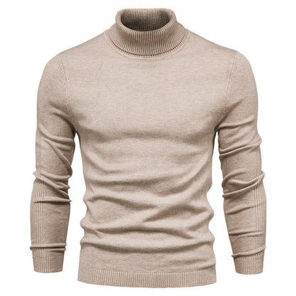 Einfarbiger Strickpullover mit Rollkragen für Herren