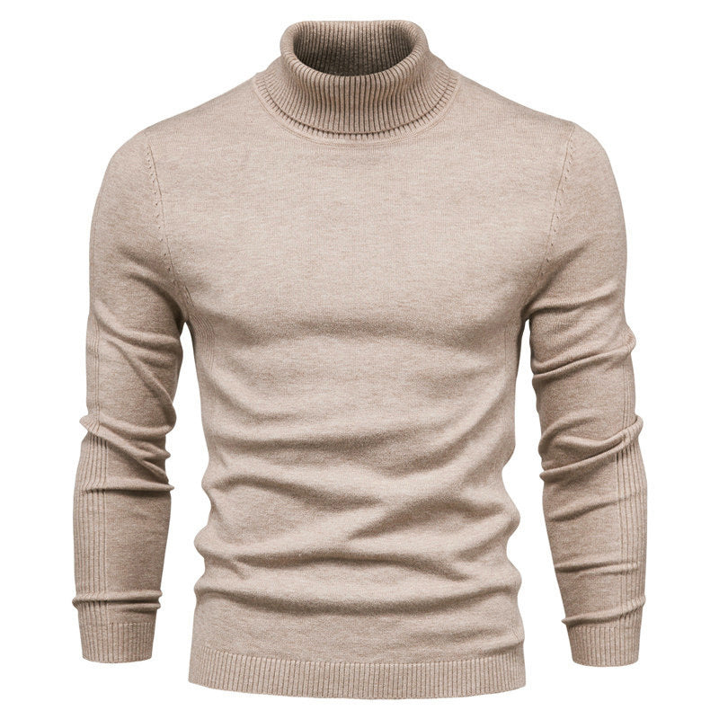 Einfarbiger Strickpullover mit Rollkragen für Herren