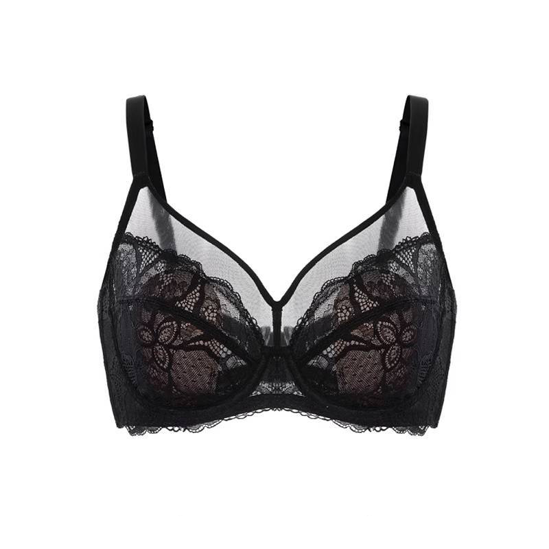 💜Enchante Floral Lace Plus Size Underwire Unlined Unpadded Minimizer Full Coverage Bra Women&