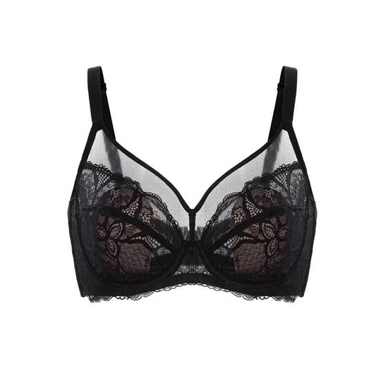 💜Enchante Floral Lace Plus Size Underwire Unlined Unpadded Minimizer Full Coverage Bra Women&