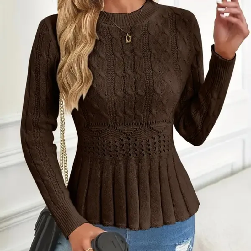 🎅🔥Buy 2 get free shipping⏳Women's Chunky-Knitted Crew Neck Peplum Sweater