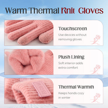 🧤 50% RABATT JETZT! ✨ Warme Thermo-Strickhandschuhe mit Touchscreen-Funktion - Weiches Fleecefutter mit Elastischem Bund für Outdoor-Aktivitäten ❄️📱
