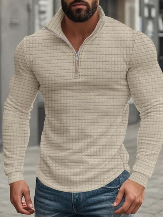 Herren Sweatshirt mit Stehkragen, Halbzip und Langarm