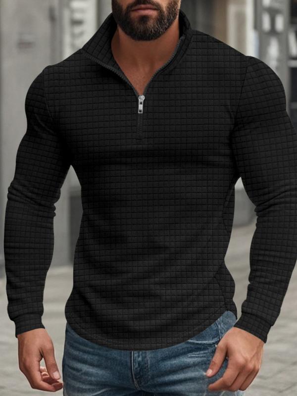 Herren Sweatshirt mit Stehkragen, Halbzip und Langarm