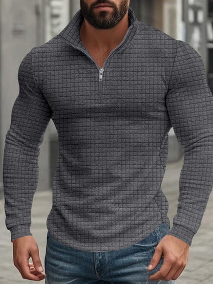 Herren Sweatshirt mit Stehkragen, Halbzip und Langarm