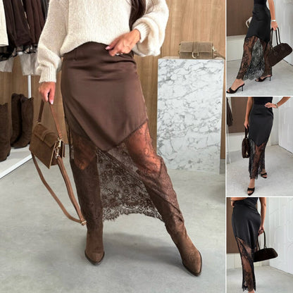 Damen eleganter langer Rock mit Spitze