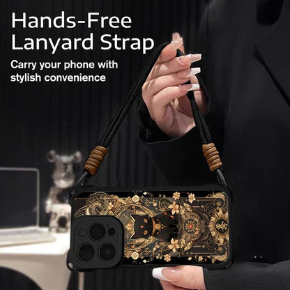 Handyhülle mit schwarzem Katzen- und Goldmuster Hülle für iPhone🎁KOSTENLOSES Umhängeband