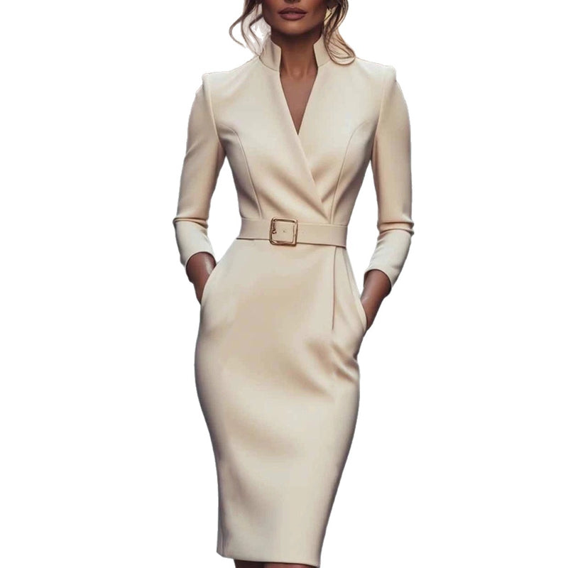 💖Black-Friday-Mega-Angebot – 50 % Rabatt!💃Damen Elegantes V-Ausschnitt Schmales Kleid