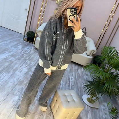 Modisches 2-teiliges Set aus Jacke und Hose für Damen