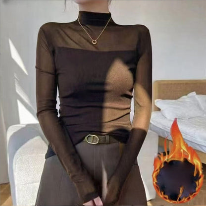 ✨ LETZTER TAG VERKAUF 50% RABATT ✨Damen Mock-Neck Mesh Top