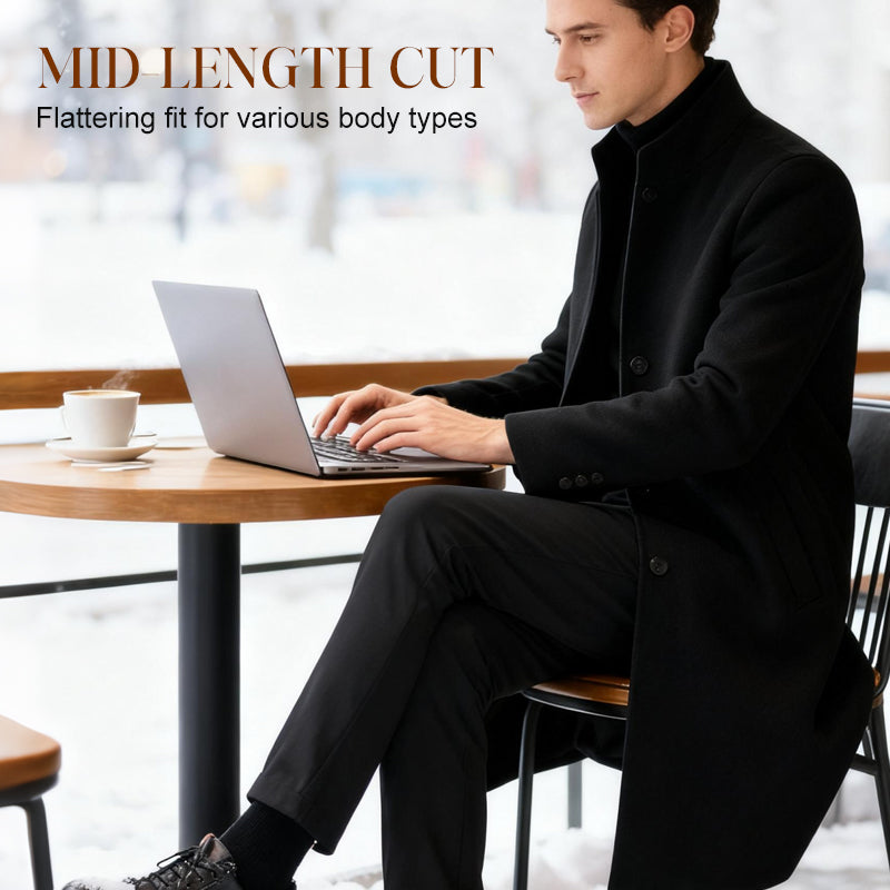 🎉Neujahr 2026: 50 % Rabatt🎉Herren warmer Mantel in Mittellänge mit Stehkragen