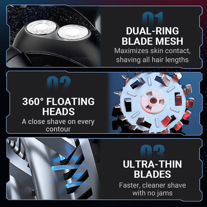 🎉 50% OFF! ✨ Portable multifunctional electric shaver – Dual ring blades, IPX4 waterproof and compact UFO design 🪒⚡