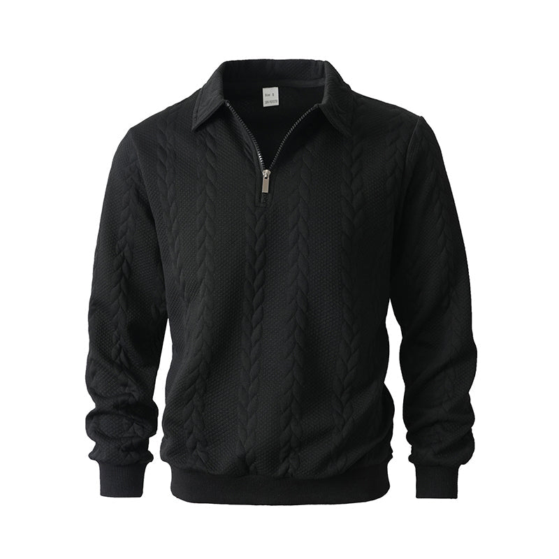 🔥Neuheiten-Angebot – Lässiger Herrenpullover mit halbem Reißverschluss und Zopfmuster