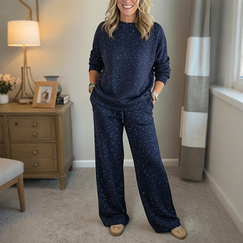 ⌛ Nur noch 3 Tage – 50 % auf alles! ⏰Damen-Glitzer-Zweiteiler: Pullover & Hose